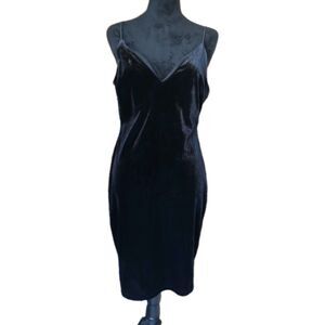 B. Smart Women's L Little Black Dress Velvet Sleeveless Midi Party Cocktail